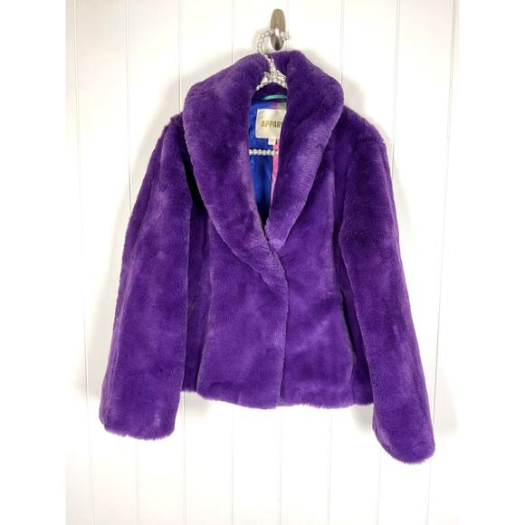 ApparisWomen's Fiona Koba Plush Short Jacket in Solid Electric Purple Size Small - Picture 1 of 8